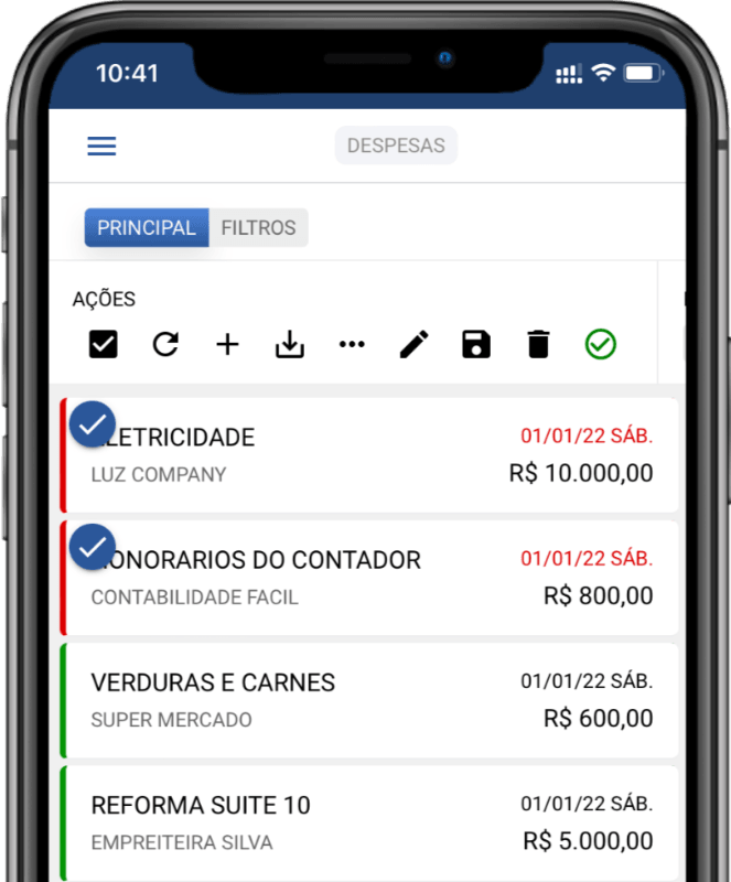 Aplicativo Motel+ Finanças aberto no celular